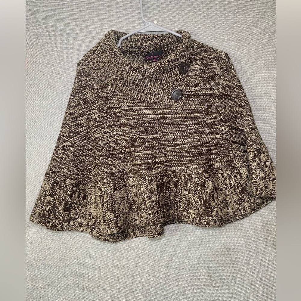Takeout Sweater Cape Poncho Womens Size M Button Lay Down Collar